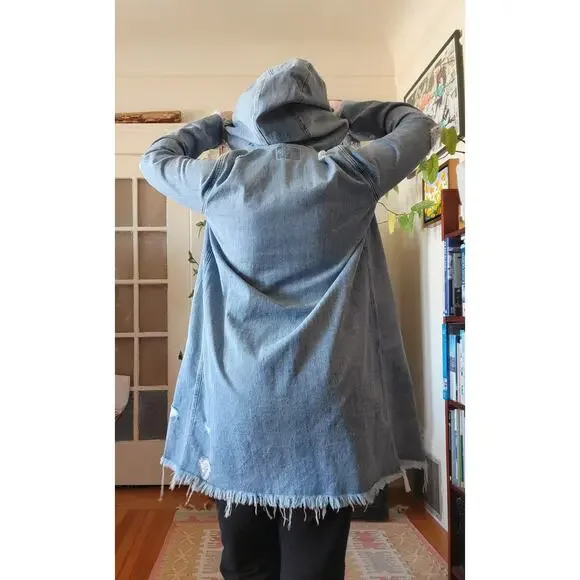 Lucky Big Hood Distressed Denim Jacket OS/XL - Picture 4 of 7